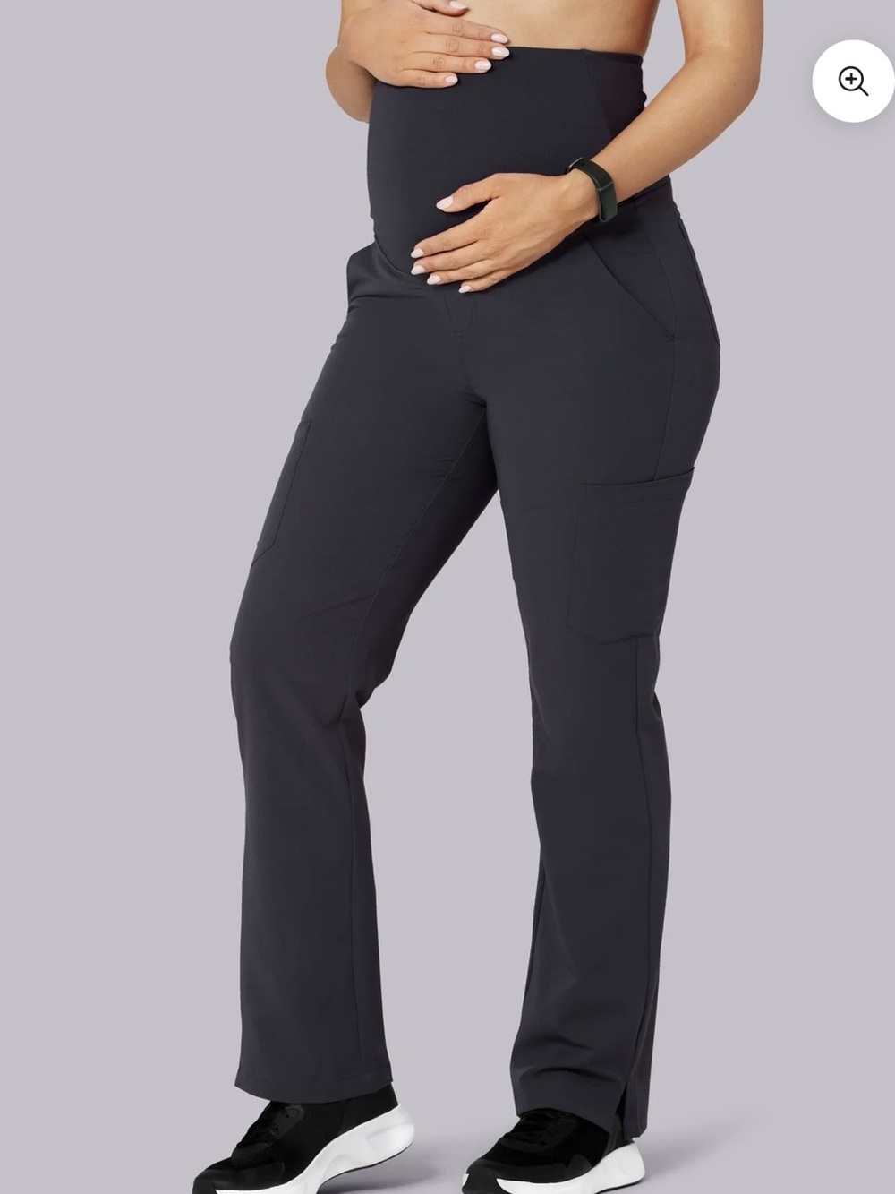 Maternity Straight-Leg Cargo Pants in gray